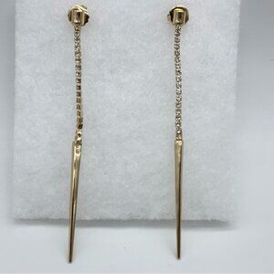 Spear Drop Linear Crystal Earrings in Gold Tone